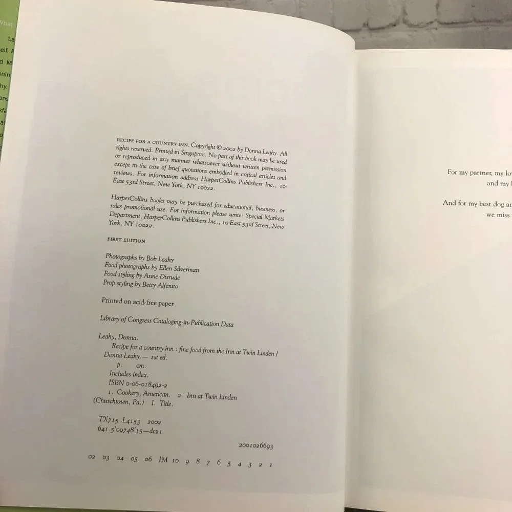 Recipe for a county Inn Cookbook